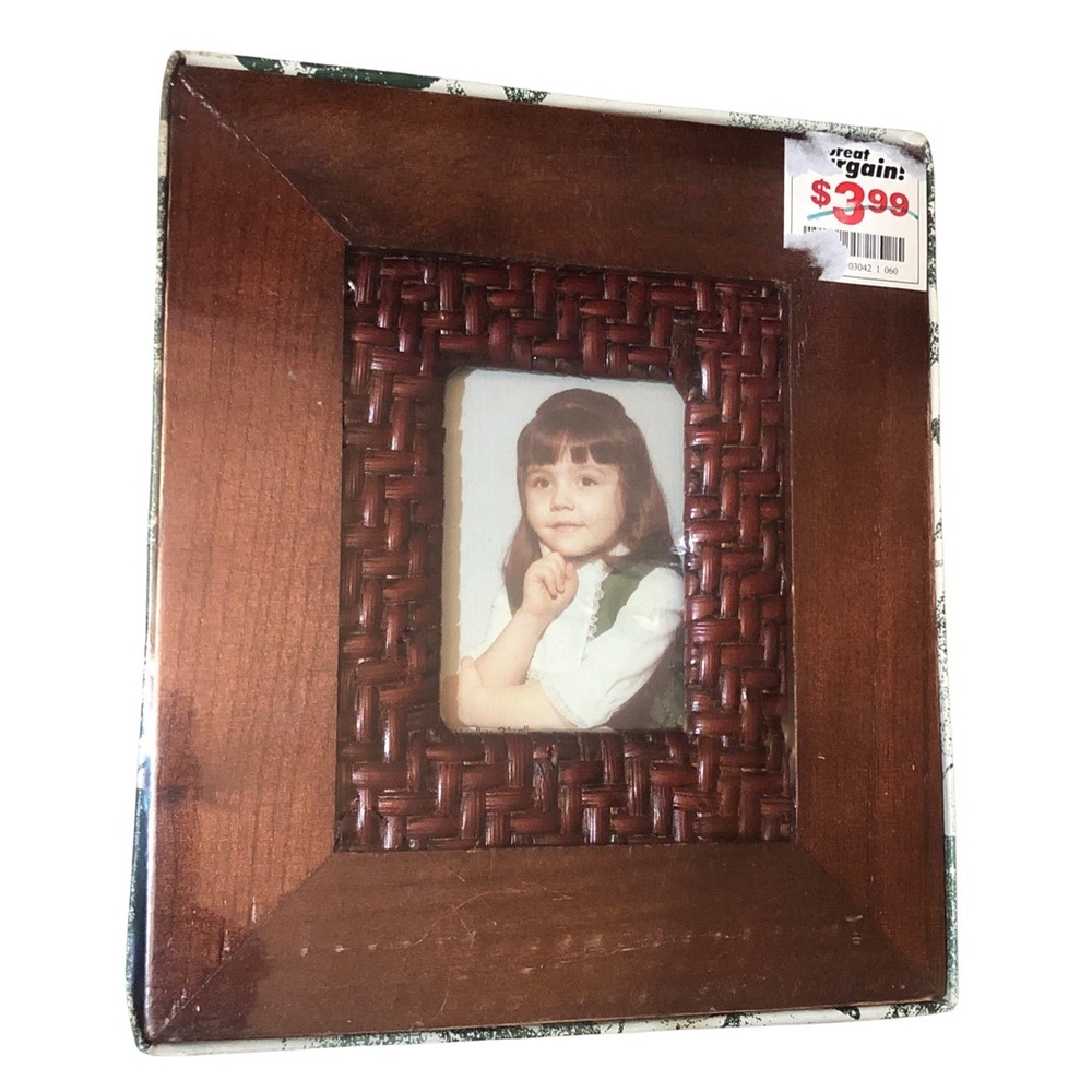 NWT Dark Brown Wood Picture Frame, 6.75x7.75 Holds 3.25x2.25 Photo